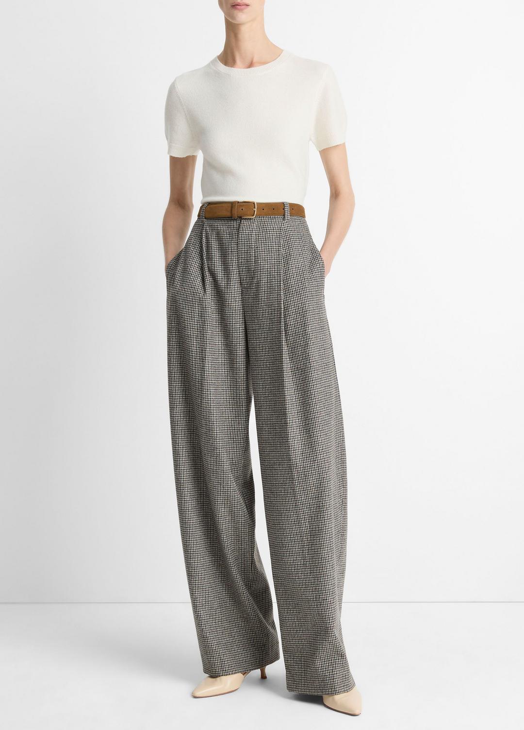 VINCE Wool & Cashmere-Blend Short-Sleeve Sweater in Crew Neck