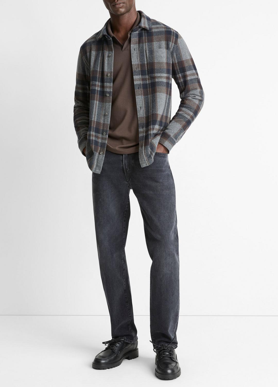 VINCE Plaid Cotton-Blend Shirt Jacket in Shirt Jackets