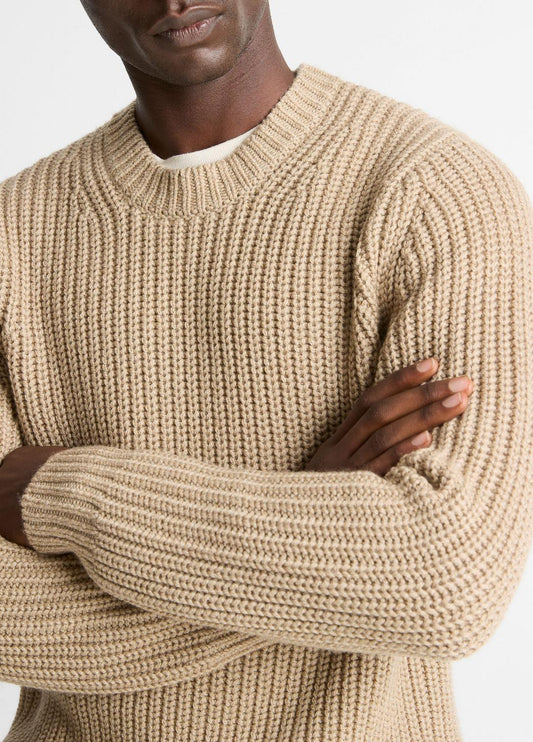 VINCE Utility Shaker Merino Wool Sweater in Crew Neck