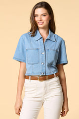short story cropped denim jacket Versona Apparel