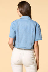 short story cropped denim jacket Versona Apparel
