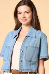 short story cropped denim jacket Versona Apparel