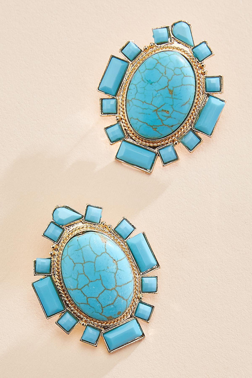 semi- precious turquoise button earrings Versona Jewelry