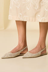 glittery eyelet embroidered sling back flats Versona Shoes