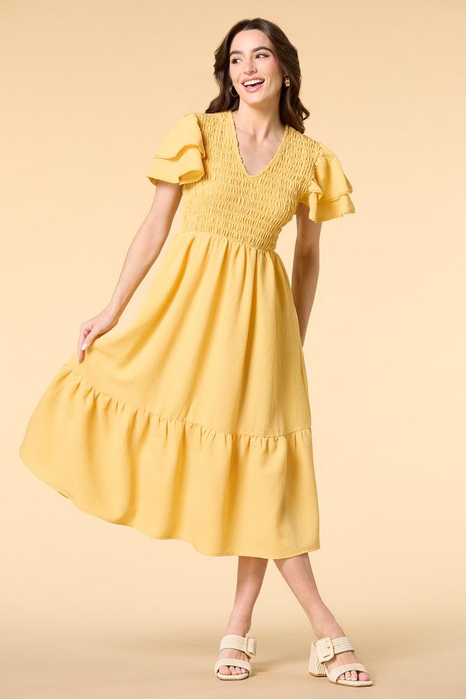 smocking the boat midi dress Versona Trends