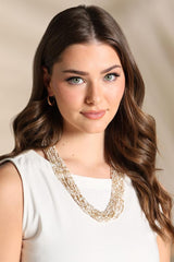 white gold seed beaded necklace Versona Trends|Jewelry