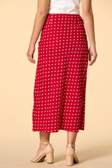 lady in red satin midi skirt Versona Trends|Apparel