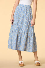 morning glory embroidered maxi skirt Versona Trends|Apparel