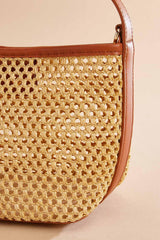 faux leather trim straw crossbody set Versona Trends|Accessories