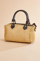 faux leather trim net satchel Versona Trends|Accessories