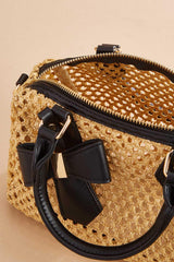 faux leather trim net satchel Versona Trends|Accessories