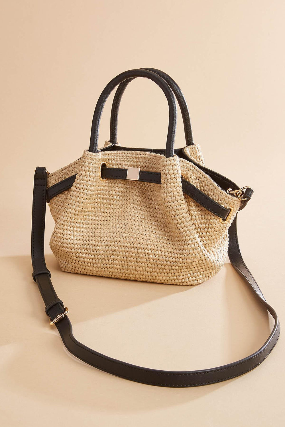 straw cinch top satchel Versona Trends|Accessories