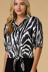 earning my stripes satin shirt Versona Trends