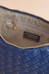 navy blue faux leather woven bag Versona Trends|Accessories