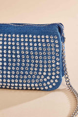 rhinestone denim mini pouch crossbody Versona Trends|Accessories