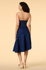american woman strapless denim dress Versona Trends|Apparel