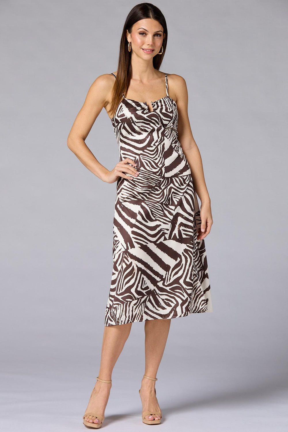 cache satin zebra midi dress Versona Caché