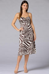 cache satin zebra midi dress Versona Caché