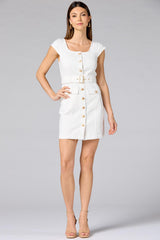cache white denim dress Versona Caché