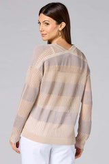 cache open knit striped pullover Versona Caché