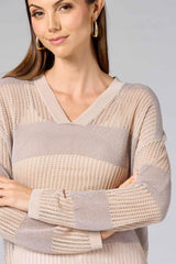 cache open knit striped pullover Versona Caché