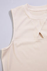 cache ribbed keyhole neckline tank- nude Versona Caché