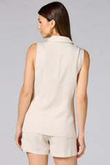 cache gold buckle belted vest Versona Caché
