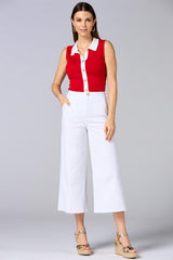 cache contrast button sweater tank Versona Caché