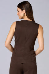 cache solid button front vest Versona Caché