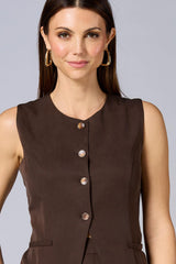 cache solid button front vest Versona Caché