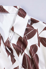 cache brown floral satin wrap top Versona Caché