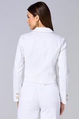 cache cropped white denim blazer Versona Caché
