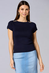 cache shoulder button sweater Versona Caché