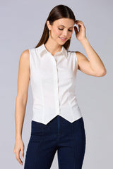 cache white collared tank Versona Caché