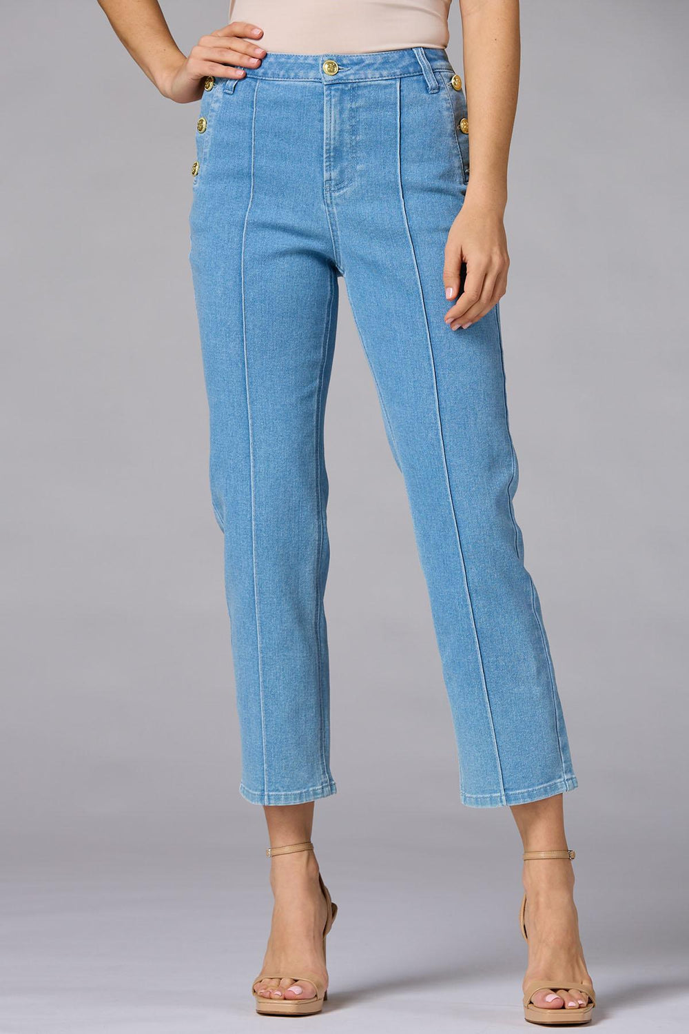 gold sailor button jeans Versona Caché