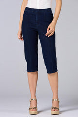 cache pintuck denim capri pants Versona Caché