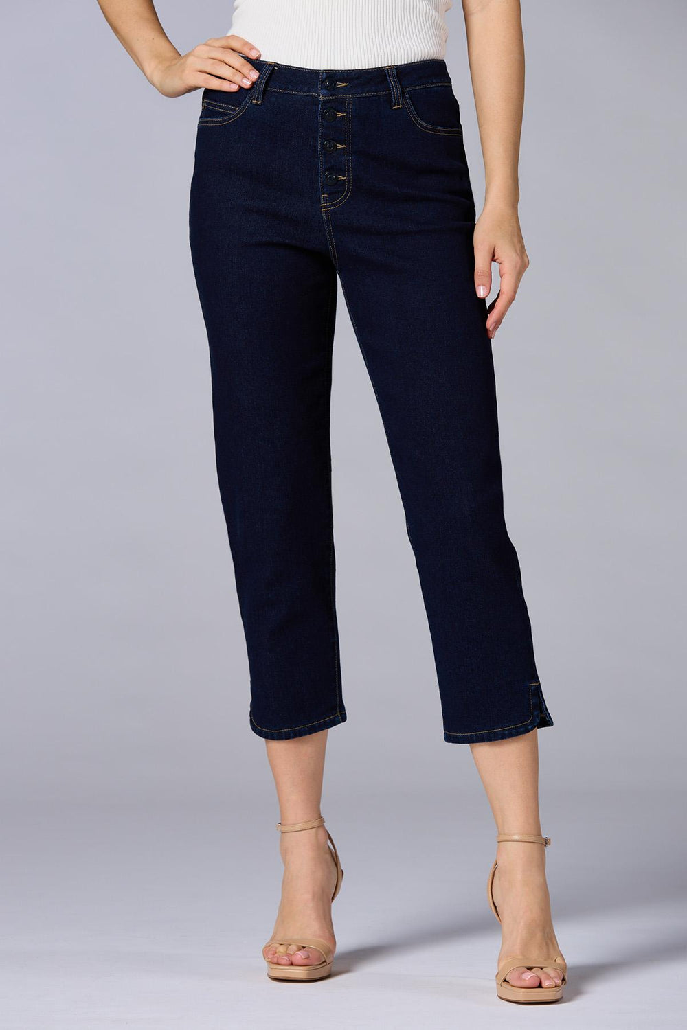 cache slit hem cropped jeans Versona Caché