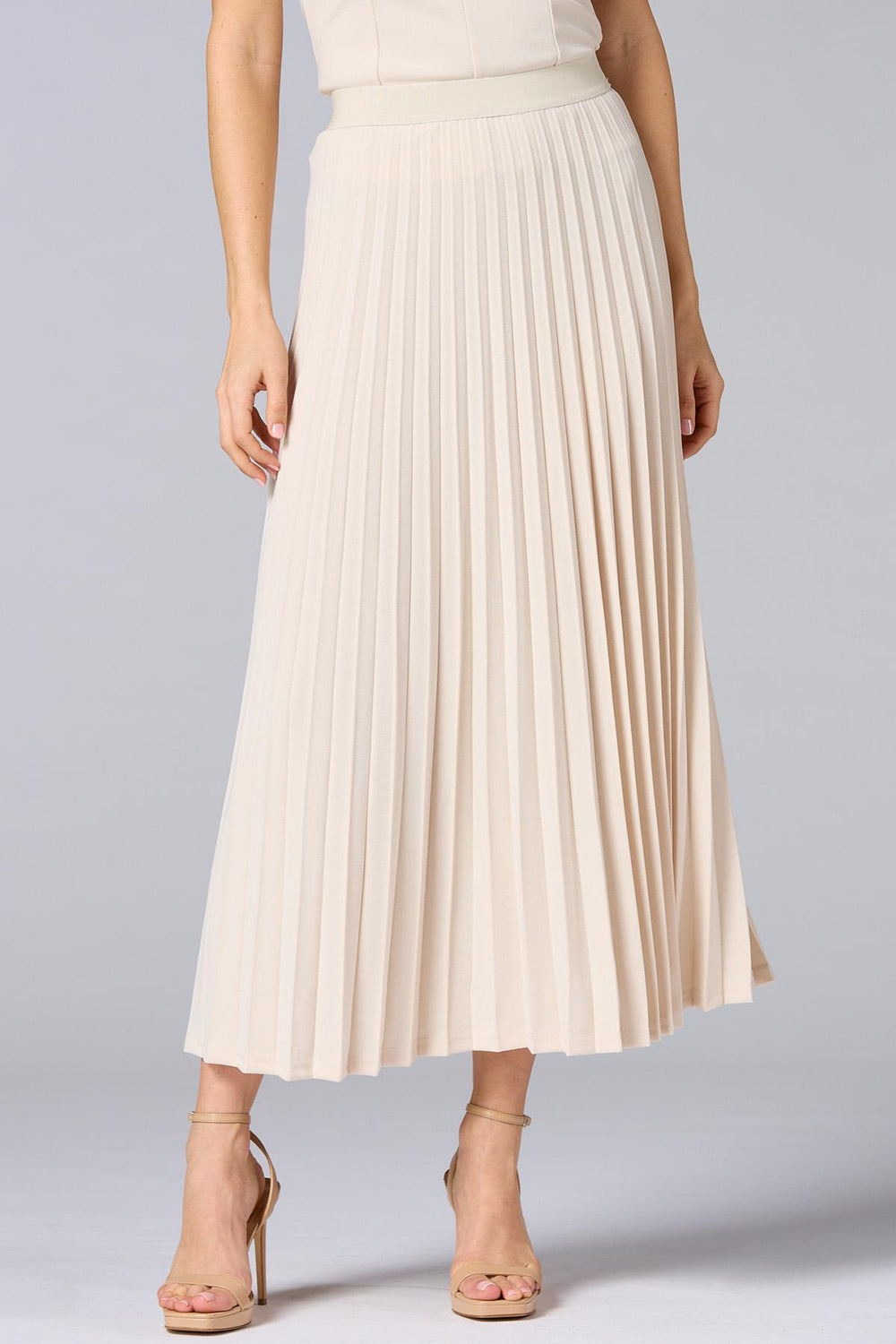 cache beige pleated crepe maxi skirt Versona Caché