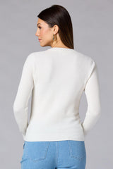 cache solid white ribbed cardigan Versona Caché