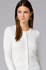 cache solid white ribbed cardigan Versona Caché