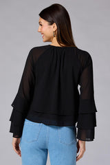 cache tiered bell sleeve top Versona Caché