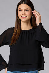 cache tiered bell sleeve top Versona Caché