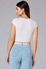 cache textured button detail top Versona Caché
