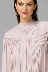 cache pleated mock neck blouse Versona Caché