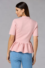 cache button down peplum sweater Versona Caché