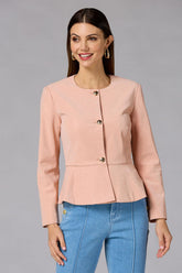 cache faux leather peplum jacket Versona Caché