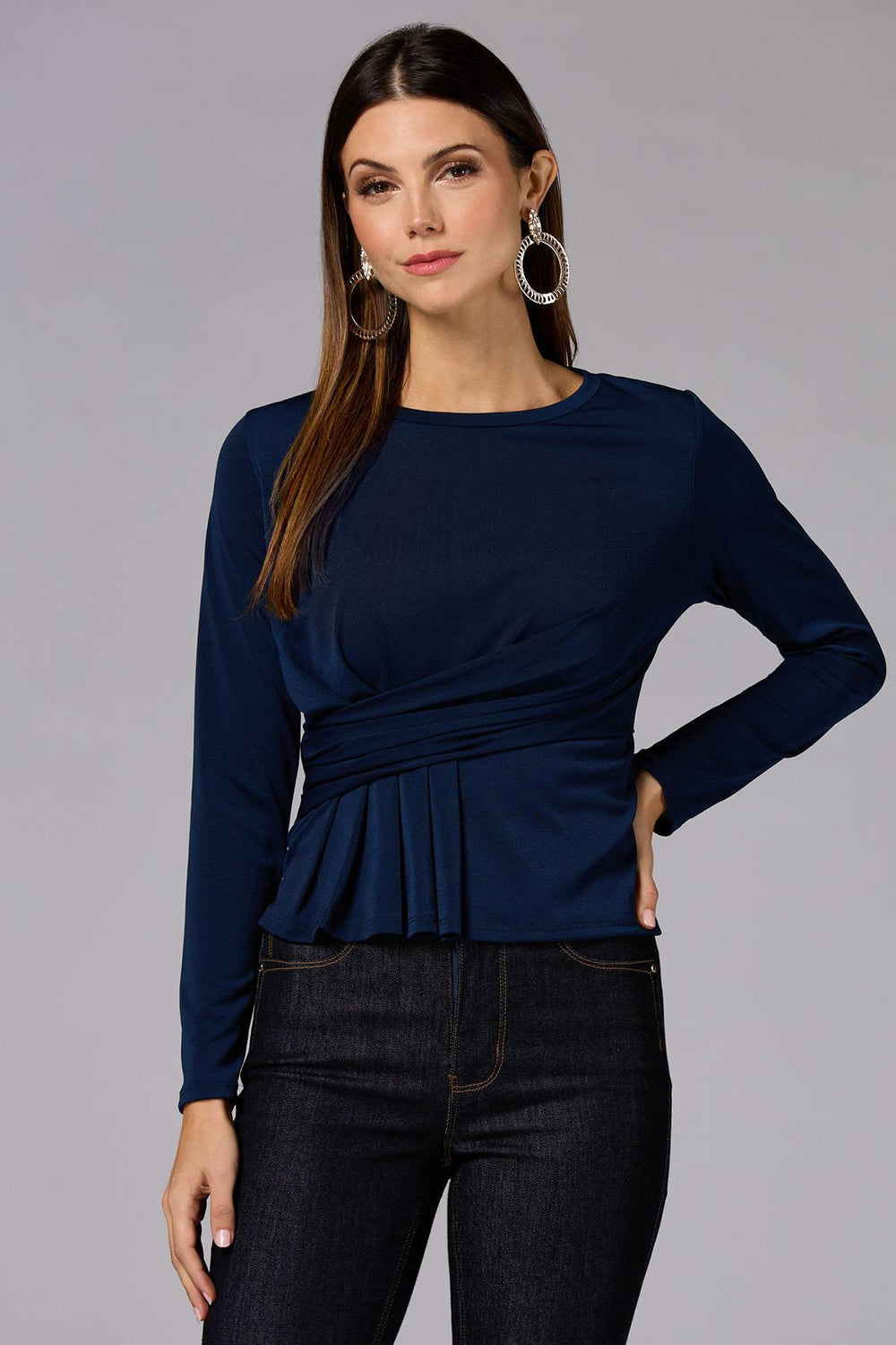 cache wrap side knit top - navy Versona Caché