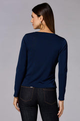 cache wrap side knit top - navy Versona Caché