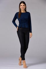 cache wrap side knit top - navy Versona Caché