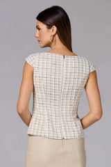 cache cap sleeve tweed top Versona Caché
